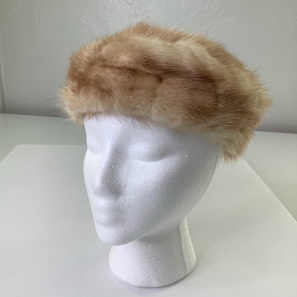 Vintage Fur Pill Box hat cream / tan size OS EUC - Picture 13 of 13